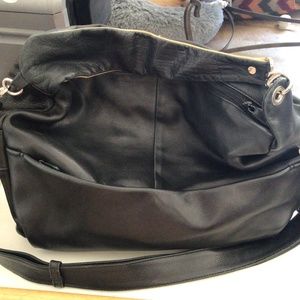 Large Top Zip Slouch Soft Derek Alexander leather handbag with shoulder strap